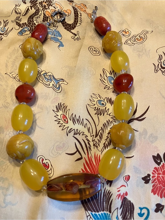 Hand crafted Jewelry - AMBER, CARVED AMBER, CARNELIAN, CORAL END BEADS, CITRINE SPACER BEADS